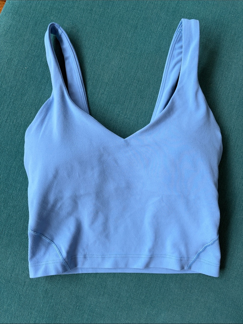 lululemon athletica light blue V-neck cropped sports bra